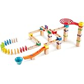 Hape Marble Run Race Track | Wooden DIY Marble Run Set with Dominoes, STEAM Educational Learning Toy, 81 Pieces, for Kids 3 Years+