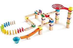 Hape Marble Run Race Track | Wooden DIY Marble Run Set with Dominoes, STEAM Educational Learning Toy, 81 Pieces, for Kids 3 Years+