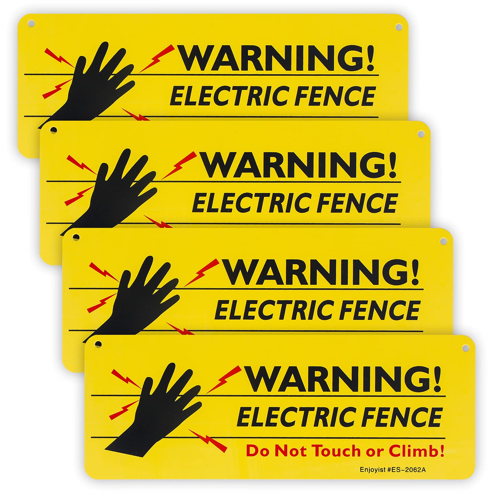 4-Pack Warning Electric Fence Safe Sign, 10"x 3.5" .04" Aluminum Reflective Sign Rust Free Aluminum-UV Protected and Weatherproof