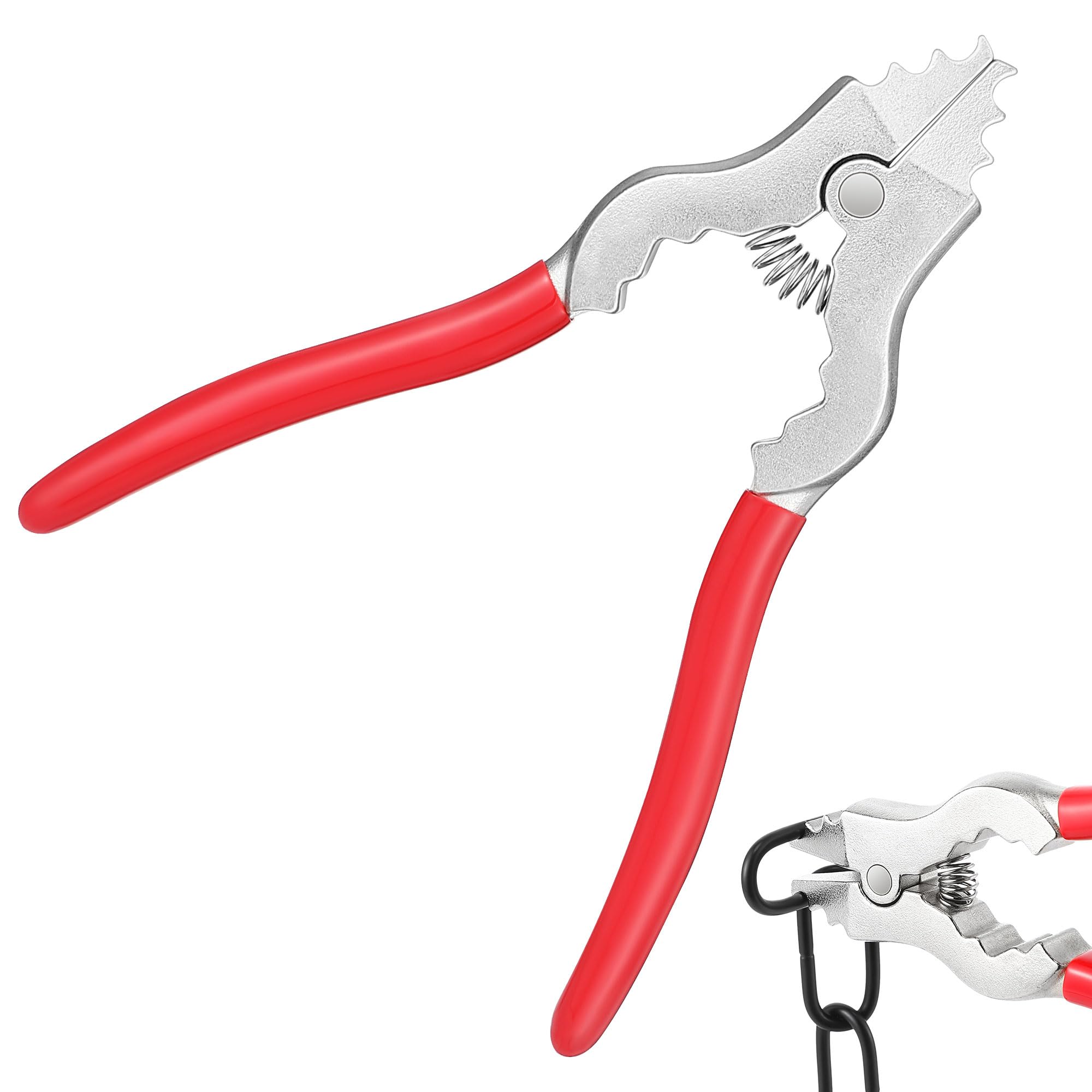Photo 1 of Feekoon Chain Pliers, 7 Inch Fixture Link Pliers, Malleable Iron Chain Pincers, Opener Closer Remover Pincers, Light Link Tool with Rubber Grip for Chandelier Shackle Light Fixture Accessories, Red