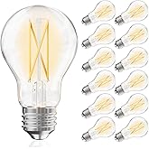 VOLIVO 12 Pack A19 Vintage LED Edison Bulbs, Dimmable, 60W Equivalent, High Brightness 2700K Warm White, 7W E26 Standard Base, CRI80+, 800 Lumens, Clear Glass Filament Bulb for Home, Farmhouse