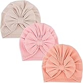 AQOKKA Newborn Baby Girl Hats with Bow Toddler Infant Beanie Cap Newborn Hospital Hats for Baby Girl Kid 0-12 Months