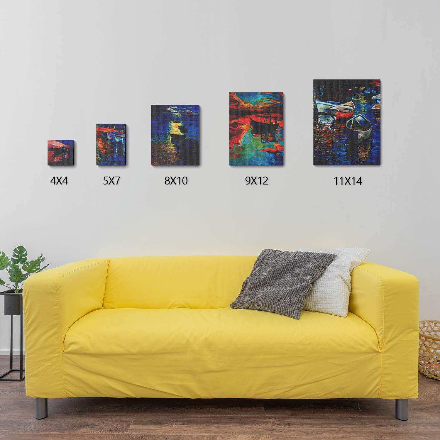 GOTIDEAL Stretched Canvas, Multi Pack 4x4", 5x7", 8x10", 9x12", 11x14" Set of 10, Primed White - 100% Cotton Artist Canvas Boards for Painting, Acrylic Pouring, Oil Paint Dry & Wet Art Media