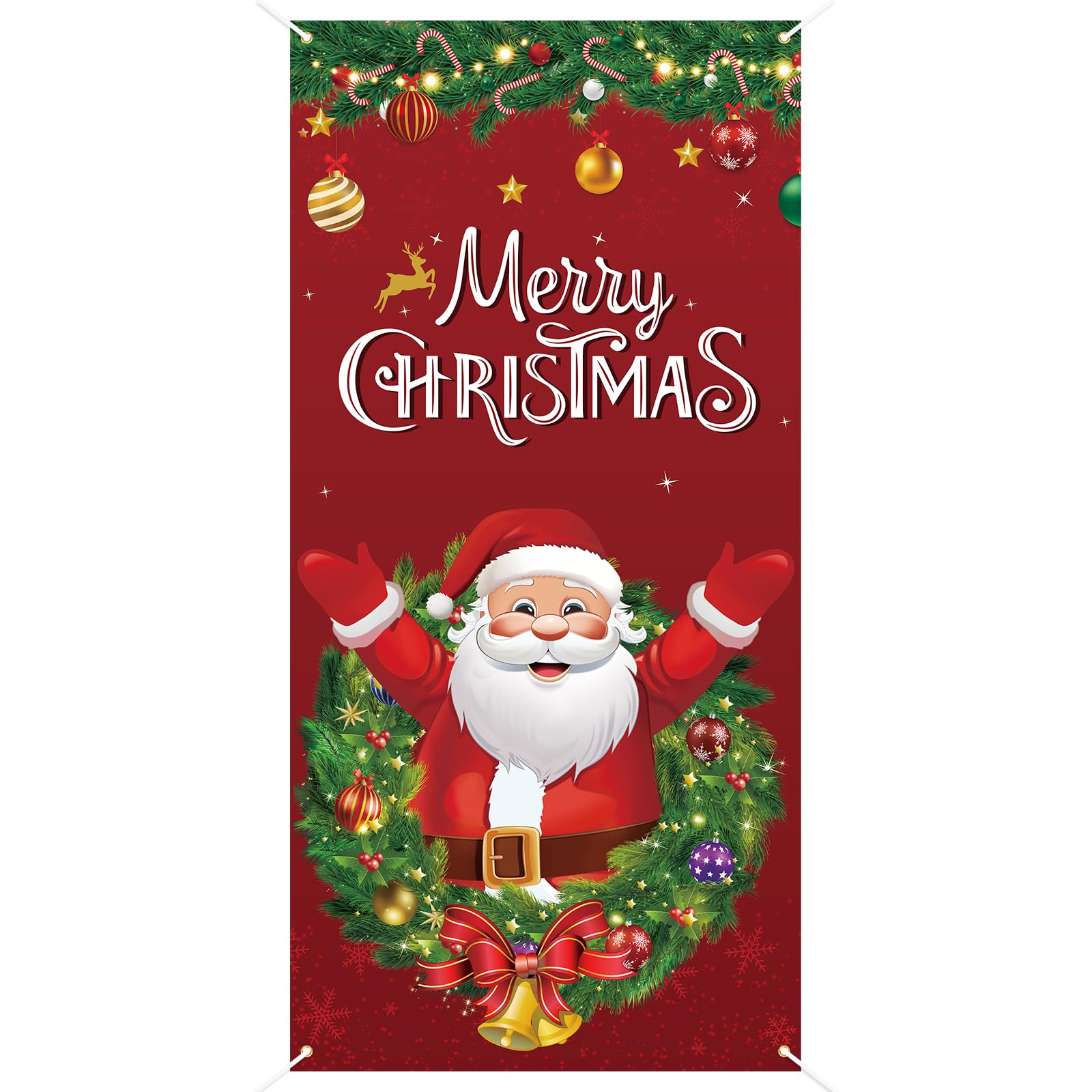 Lemicin Christmas Door Decorations Cover - Giant Christmas Door Banner Santa Backdrop for Xmas Hanging Photo Booth Background Christmas Party Decorations 35 x 70 inch