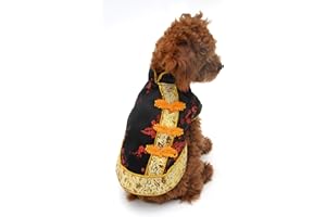 Lovelonglong 2019 Dog Costumes Cheongsam Qipao Dresses for Small Dogs Pet Tang Dynasty Costume for Boston Terrier Pugs XXL Black