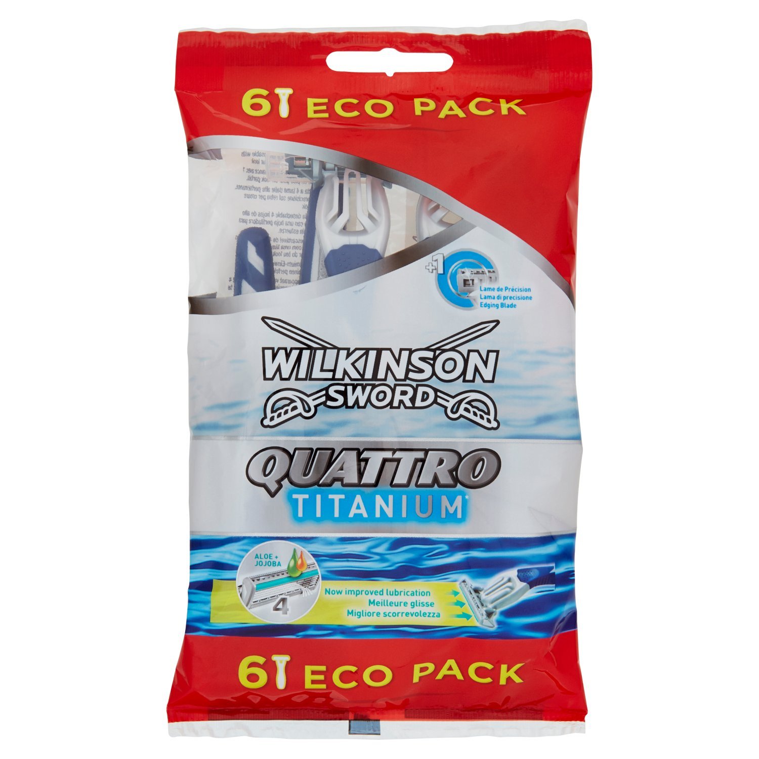 Wilkinson Quattro Titanium 7007088B Disposable Razors - Pack of 6