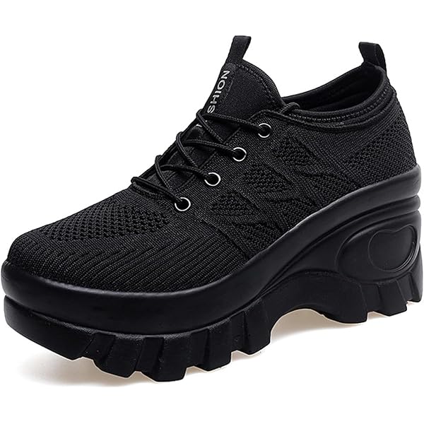 Tenis De Plataforma Que Aumentan La Altura Para Mujer, Zapatos De Correr Bajos Con Suela Antideslizante, Negro