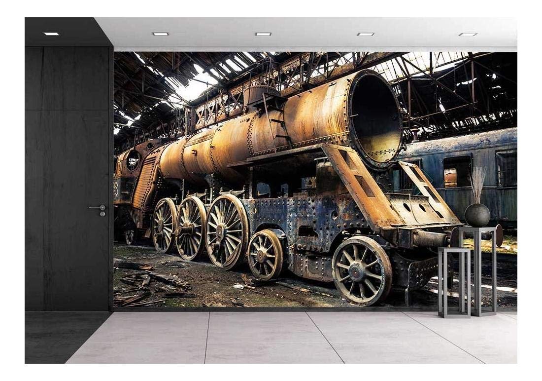 wall26 Some Trains at Abandoned Train Depot Removable