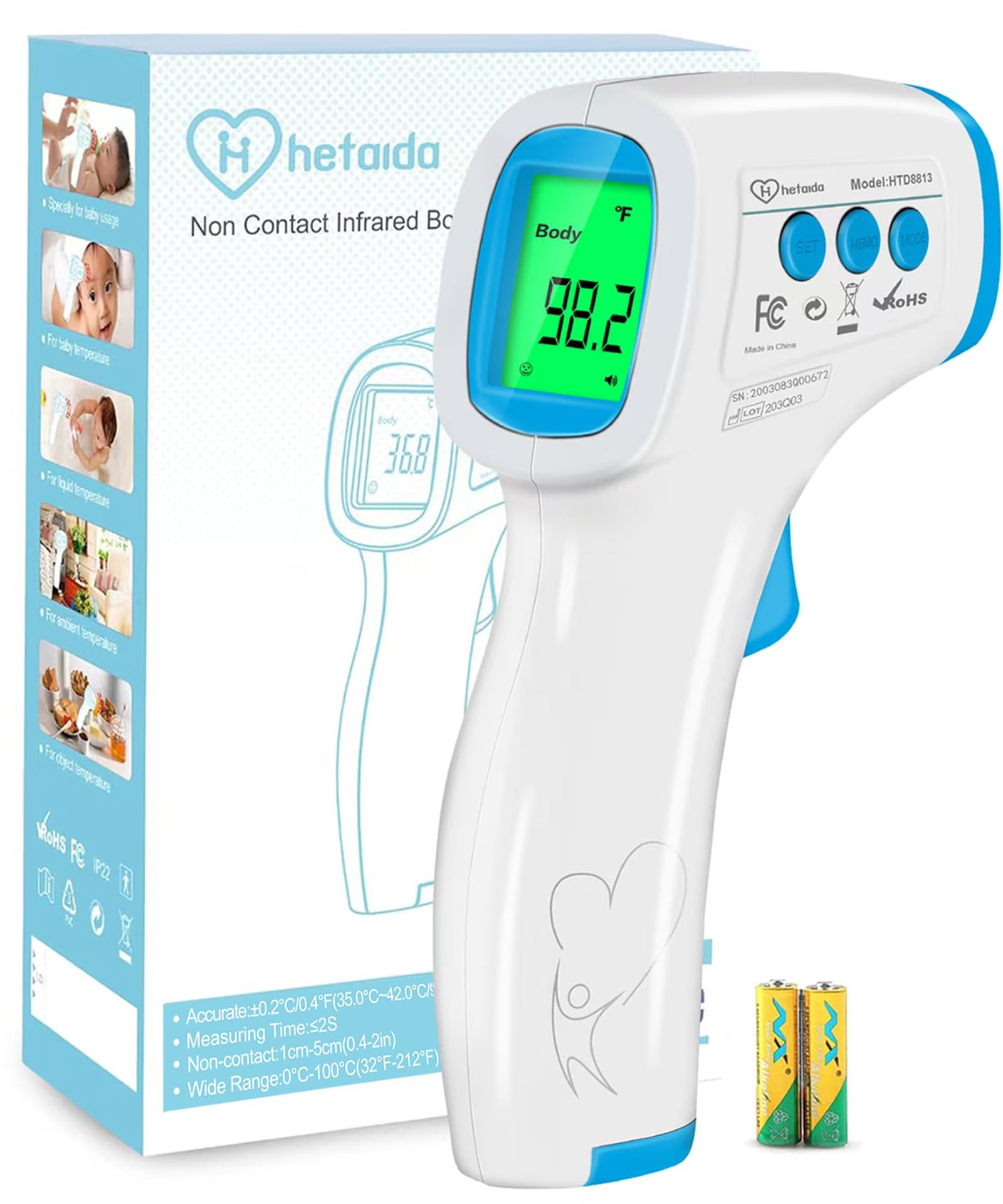 Photo 1 of Digital Thermometer for Adults and Kids, No Touch Forehead Thermometer for Baby, 2 in 1 Body Surface Mode Infrared Thermometer with Fever Alarm and Instant Accuracy Readings