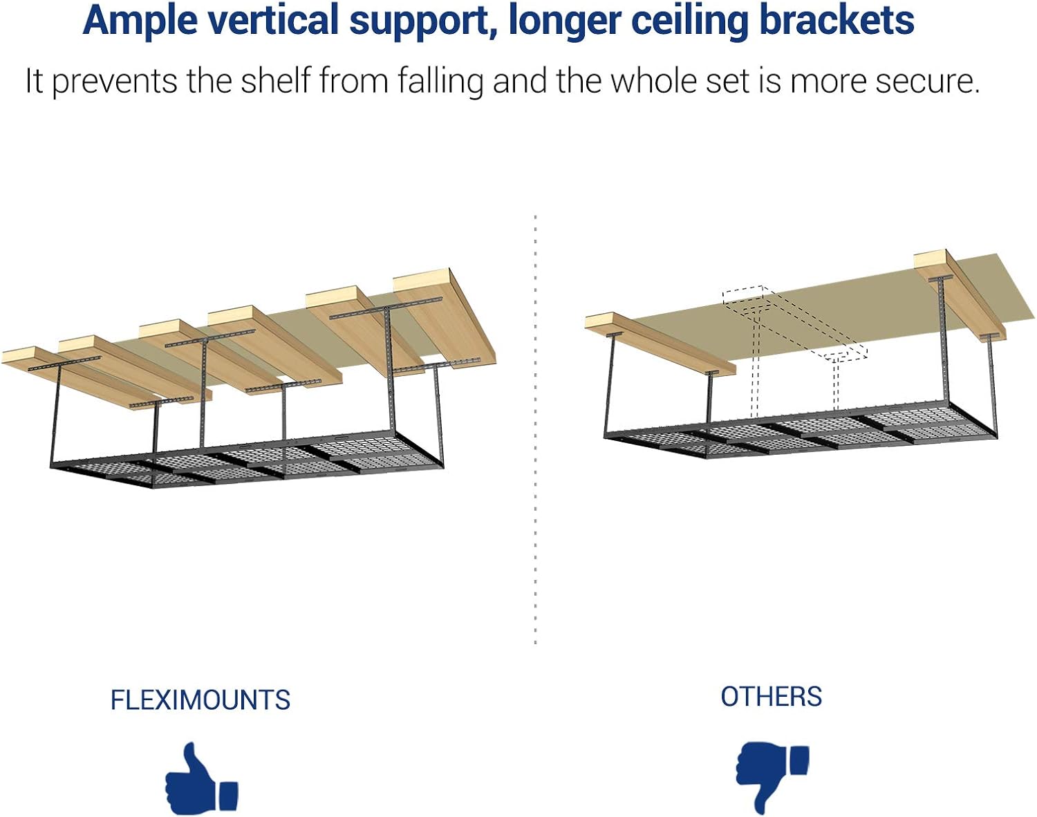 FLEXIMOUNTS 4x8 Overhead Garage Storage Rack w/Hooks Adjustable Ceiling Storage Rack, 96" Length x 48" Width x 40" Height, 22''-40" Ceiling Dropdown, Black - - 
