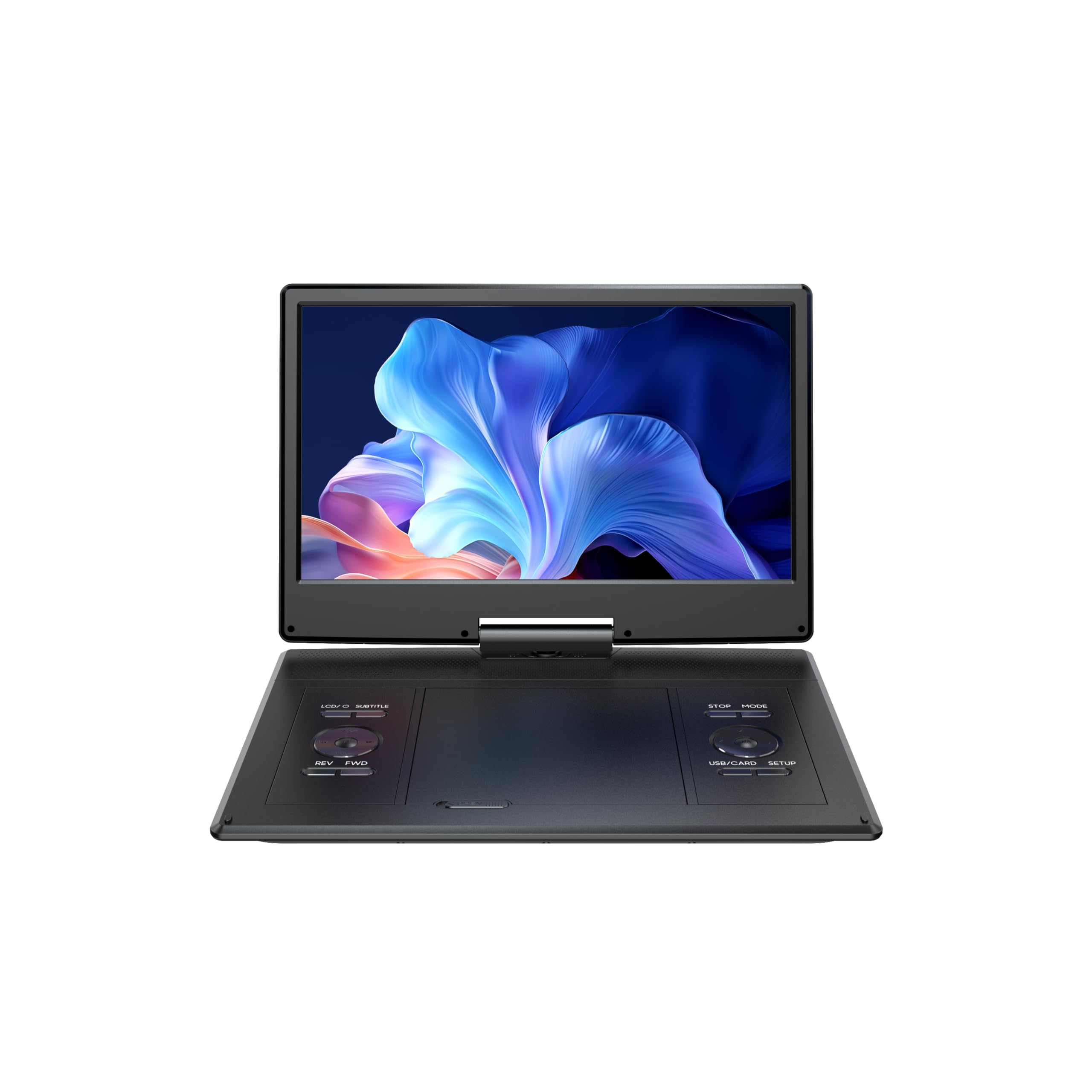 YOTON ポータブルDVDプレーヤー 16.9インチ YOTON DVDビデオプレーヤー 14.1インチHD液晶画面、デュアル高品質アンプ内蔵、4~6時間の長時間再生、270°と180°双方向折りたたみスクリーン、地域制限なし、USB/SDカード対応、AVイン/アウト、TVシンクロ可能。 前回記憶機能、あなたの旅行、飛行機、路面電車、家庭の遊び相手に適しています【ブルーレイ非対応】商品画像