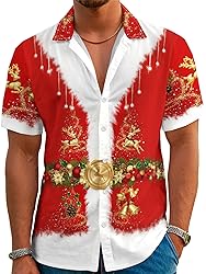Christmas Hawaiian Shirts for Men Summer Beach