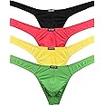 IKINGSKY Men's Silky Thong Sexy T-Back Mens Underwear Low Rise Stretch Underpanties