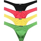 iKingsky Men's Silky Thong Sexy T-Back Mens Underwear Low Rise Stretch Underpanties