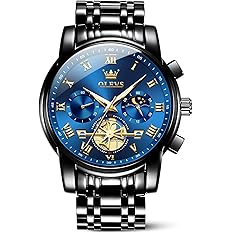 OLEVS Watches Men Waterproof Luxury Big Face Mens Watch Stainless Steel Quartz Analog Dress Watches for Men Luminous Multifun