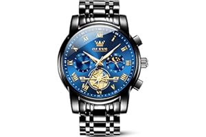 OLEVS Watches Men Waterproof Luxury Big Face Mens Watch Stainless Steel Quartz Analog Dress Watches for Men Luminous Multifunction Man Watch Relojes De Hombre