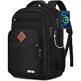 Black Backpack for Men, School Backpack for Boys Teens, 15.6 Inch Laptop backpack with USB Charger for College High Middle School Work Business Book Bag, boys backpack, Bookbag