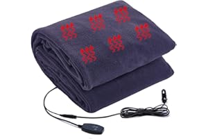 Big Ant Electric Car Blanket 12V Heated Car Blanket with Fast Heating Level Electric Blanket for Car Truck SUV RV Car Electric Blanket 58" x 42" (Navy Blue, Upgrade Model)