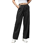Bsubseach Women Linen Pants Wide Leg Casual Pants Linen Lounge Beach Summer Pants with Pockets Vacation Outfits