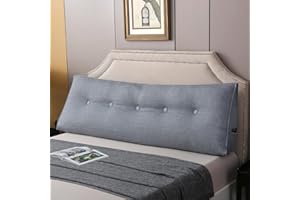 ZTVZTV Wedge Headboard Pillow for Bed, Queen Dorm Headboard Pillow Support for Sitting Up, Reading, Relaxing, Bolster Pillow with Removable Washable Cover, Blue Gray