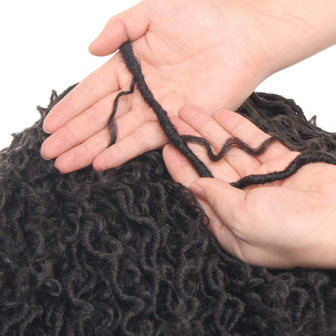 Xtrend 18Inch 8 Packs River Faux Locs Crochet Hair 14Strands/pack Wavy With Curly Hair Pre-looped Synthetic Bohemian Locs Crochet Braids Hair Extensions 1B - Image 5