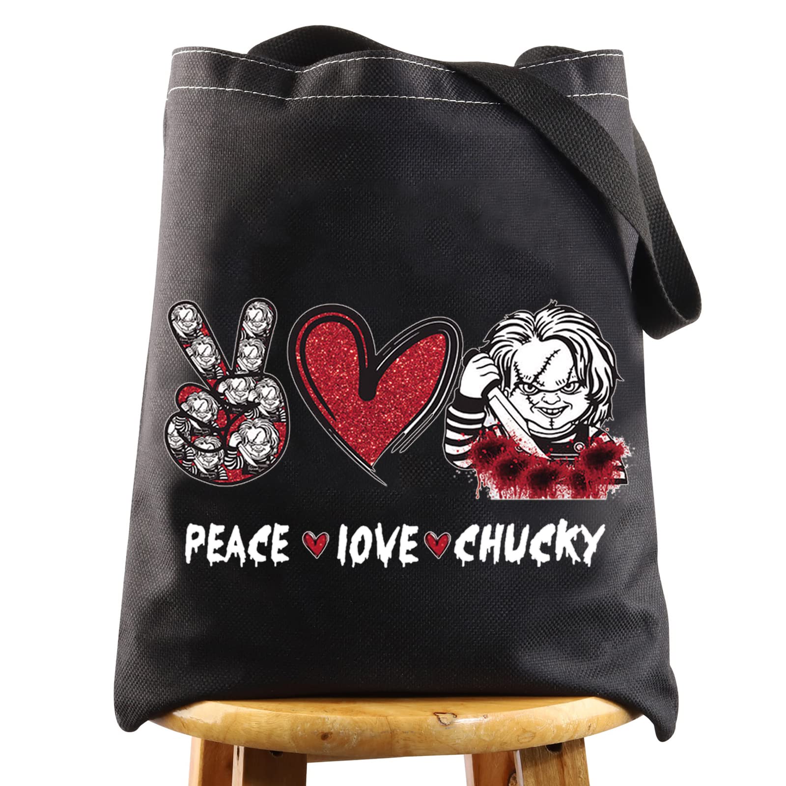 WZMPA Horror Movie Fans Cosmetic Bag Movie Inspired Gift Peace Love Movie Makeup Zipper Pouch Bag Horror Movie Merchandise (Peace Chuc TG BL), Peace Chucky TG BL
