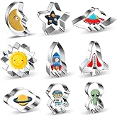 Space Cookie Cutters Shapes Set 9-Piece Crescent Moon, Star, Spaceship & UFO, Sun, Rocket, Space Shuttle, Planet & Saturn, As