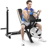 Marcy Olympic Workout Bench for Home Gym Strength Training Equipment with Preacher Curl Pad and Weight Rack Storage, White/Black