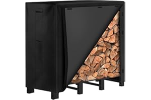 AMAGABELI GARDEN & HOME Amagabeli 4ft Firewood Log Rack with Cover Outdoor Heavy Duty Firewood Rack With Weather Resistant 600D Oxford Fabric Cover Indoor Outdoor Wood Racks for Fire Wood Holder