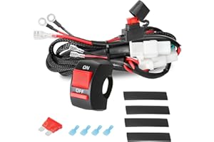 OFFROADTOWN LED Light Bar Wiring Harness Kit w/Motorcycle Handlebar Switch 7-8'' 2 Leads Harness for Headlight Driving Fog Lights Auxiliary Lights for ATV Dirt Bike Bicycle