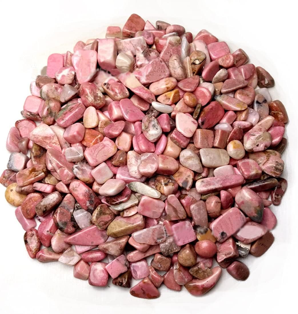 Indoor Fountains & Accessories - IMALY Rhodonite Tumbled Chips Stone Polished Crushed Healing Crystal Quartz Pieces Irregular Shaped Stones for Home Decorative Stones Vases Plants Succulents 0.5lb