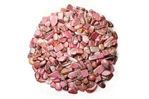 IMALY Rhodonite Tumbled Chips Stone Polished Crushed Healing Crystal Quartz Pieces Irregular Shaped stones for Home Decorative Stones Vases Plants Succulents 0.5lb