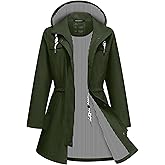 ATLASLAVA Rain Jacket Women Waterproof Long Lightweight Raincoat Hooded Windbreaker Outdoor Trench Coat S-3XL