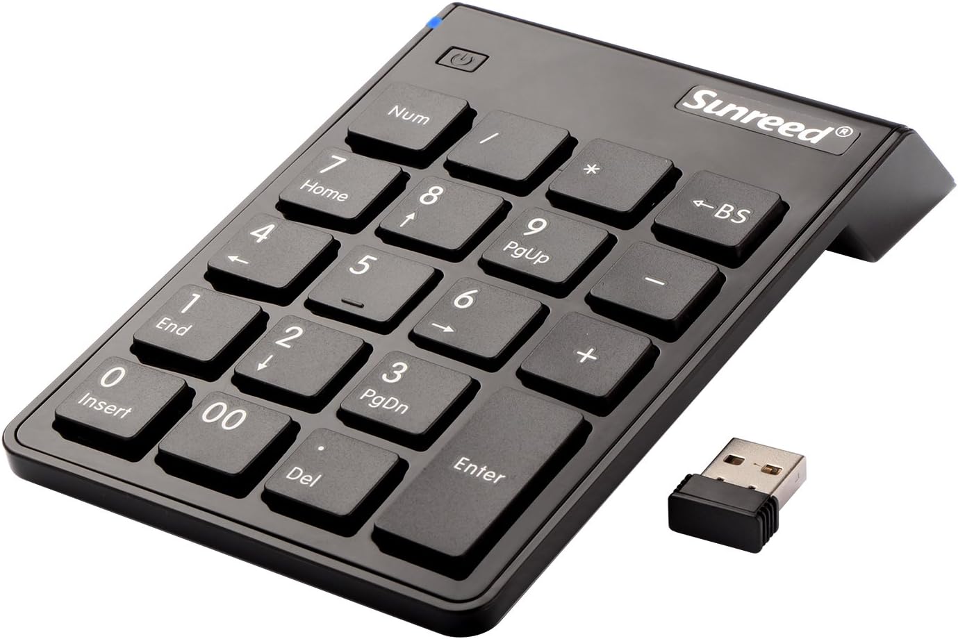 Sunreed Number Pad, 2.4G Wireless Ultra Slim Portable USB Numeric Keypad Keyboard for Laptop PC Computer, with Power Switch - Black