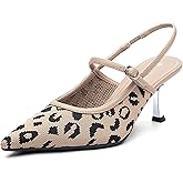 NEWBELLA Women's Kitten Heel Pumps - Pointed Toe Closed Toe Sandals with Back Strap, Elegant Low Heel Dress Shoes for Office & Formal Events