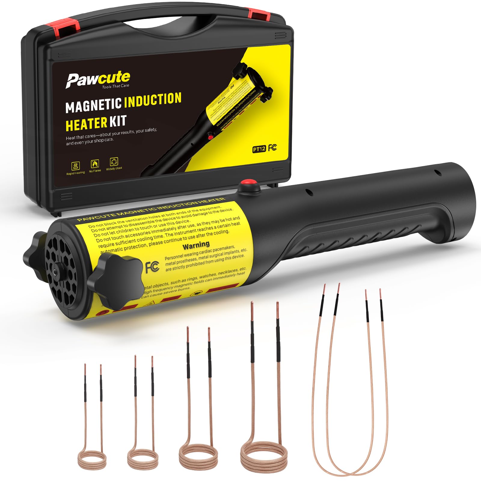 Photo 1 of Induction Heater 1200W, Magnetic Flameless Heat Tool Kit for Automotive Bolt Removal with 6 Coils and LED Light for Rusted Suspension and Exhaust Repair,Yellow