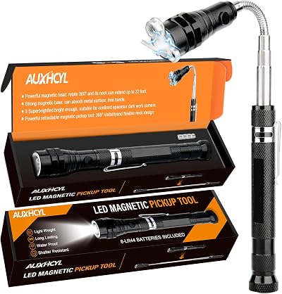 AUXHCYL 3 LED Telescopic Magnetic Pickup Tool with Light 17.3–57cm