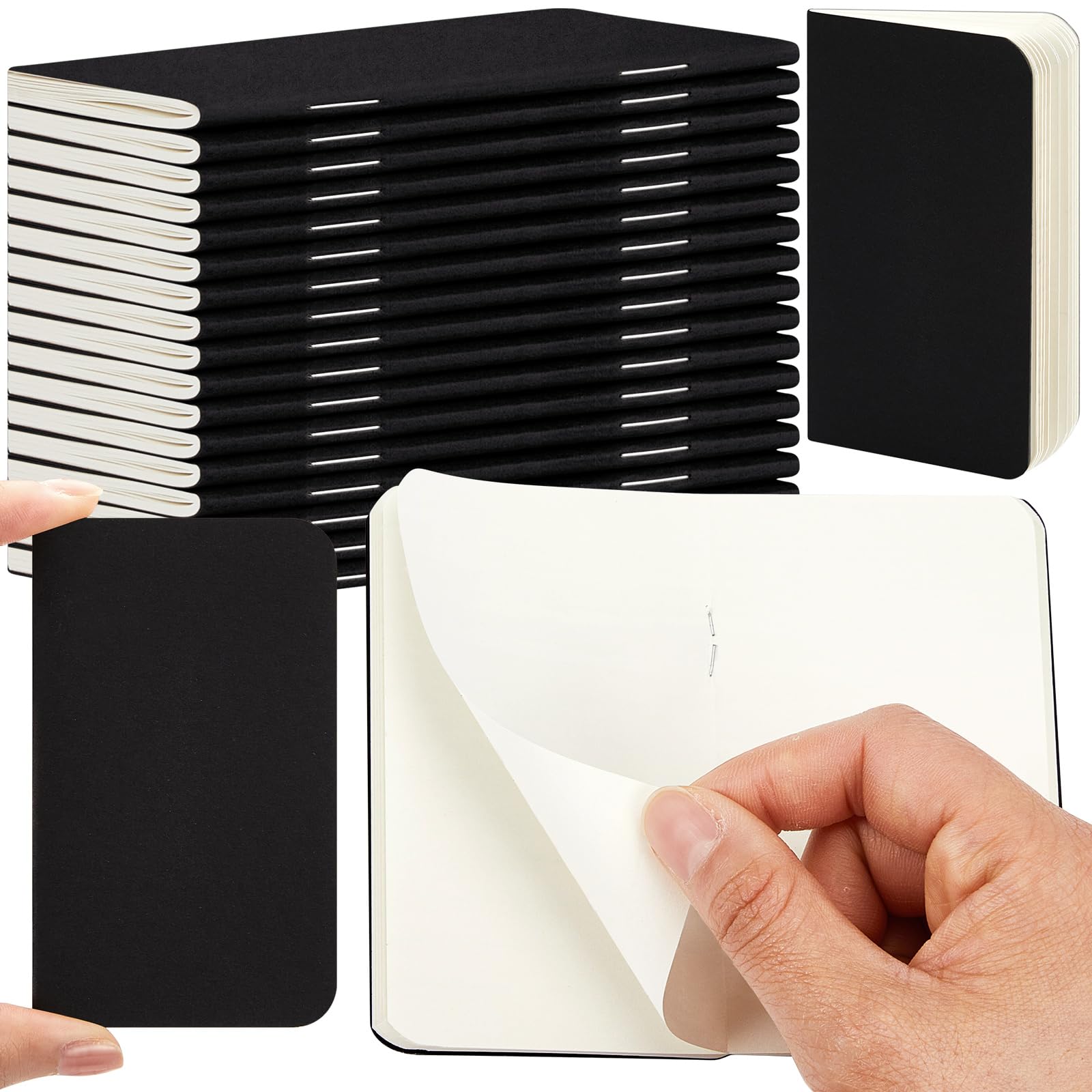 Photo 1 of Outus 15 Pcs Mini Pocket Notebook 2.5" x 4" Small Journal Kraft Paper Notepads Bulk Softcover Pocket Notepad Memo Diary Subject Notebooks for Traveler Worker(Black,Blank Style)