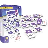 Junior Learning Multiplication Dominoes, 28 Melamine Pieces, Grade 2-3 | Fun educational math game for ages 7-9. Includes durable tiles and a storage tin for group or solo classroom learning
