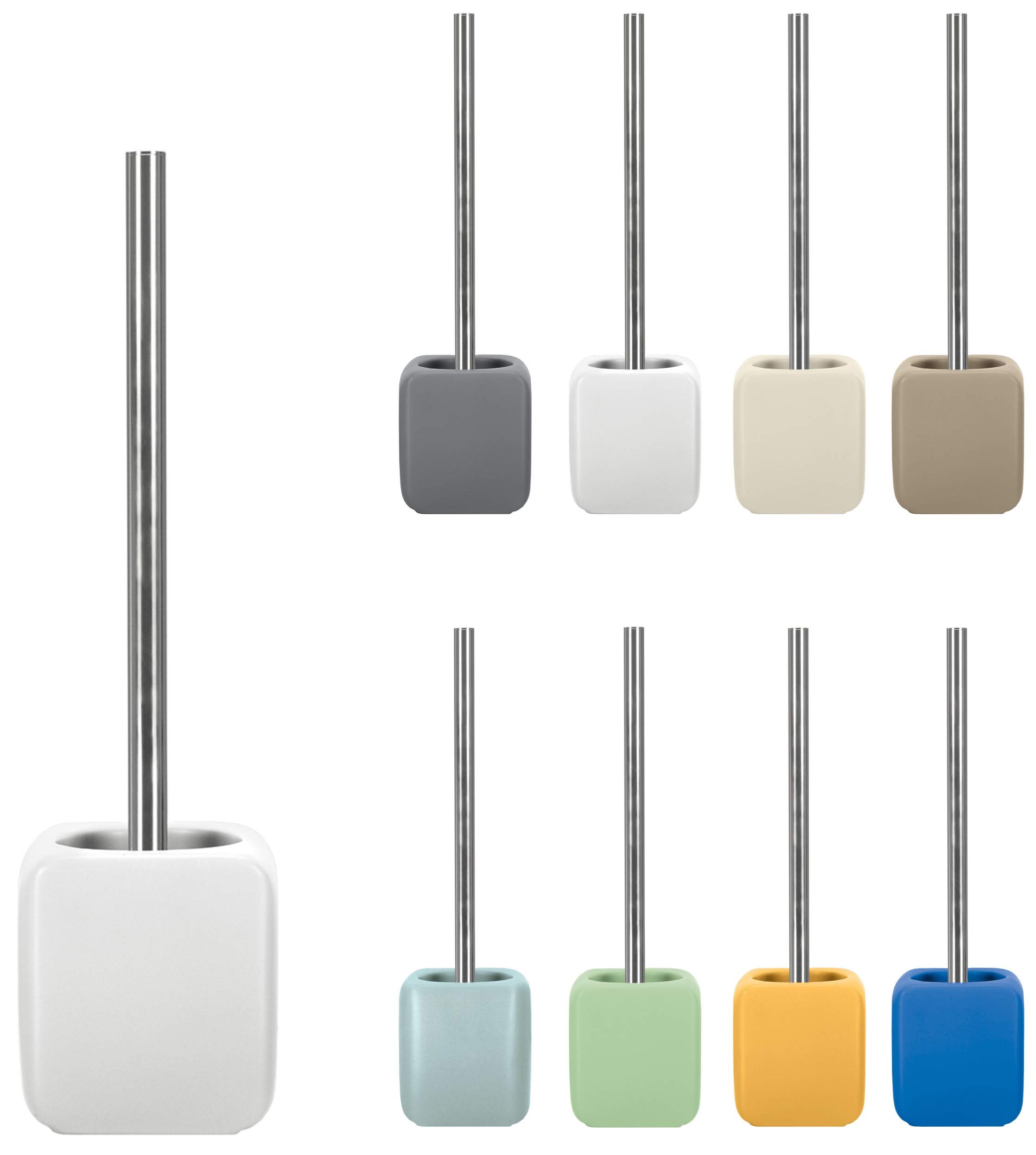 KW Cube Ceramic Toilet Brush and Holder (White)