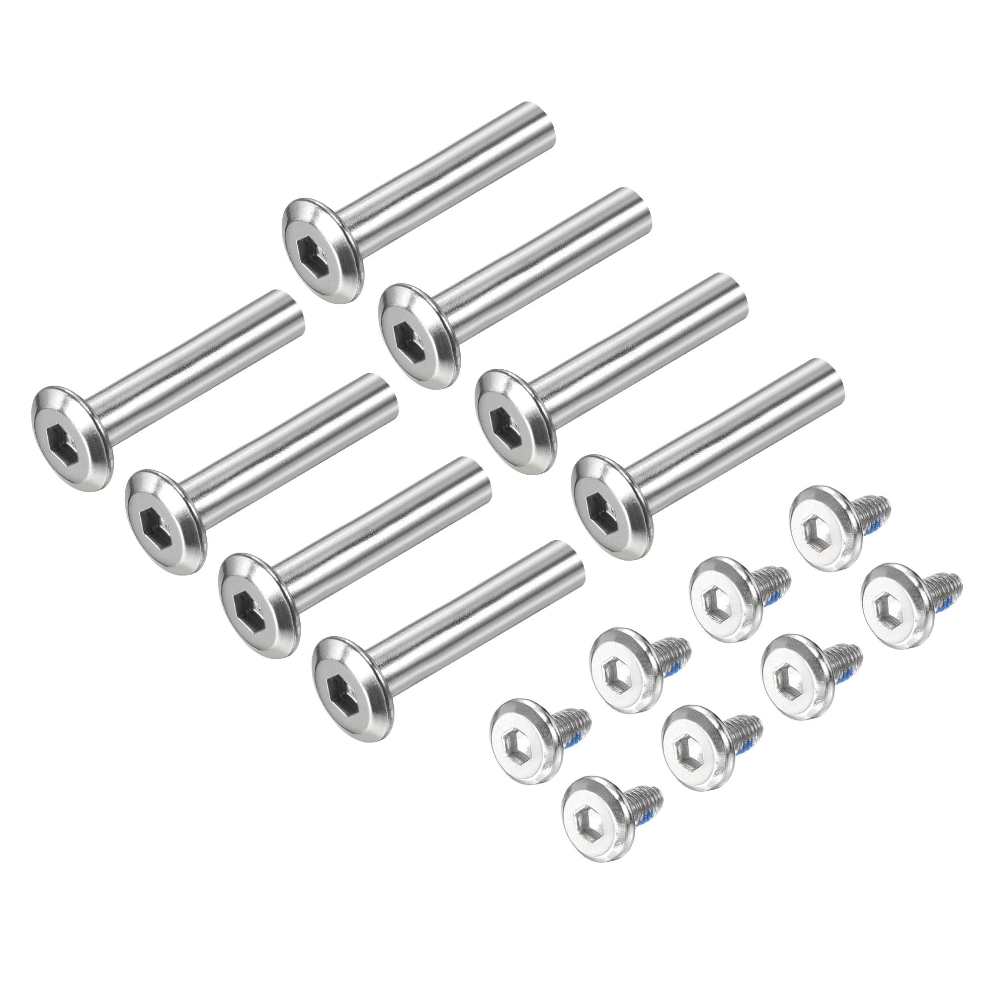 M METERXITY 8 Pack Screw Repair Kit- Inline Axle Screws & Shaft Hex Socket Aluminum Fasteners, Apply to Roller Skating/Outdoor Sports (32mm H, Silver)