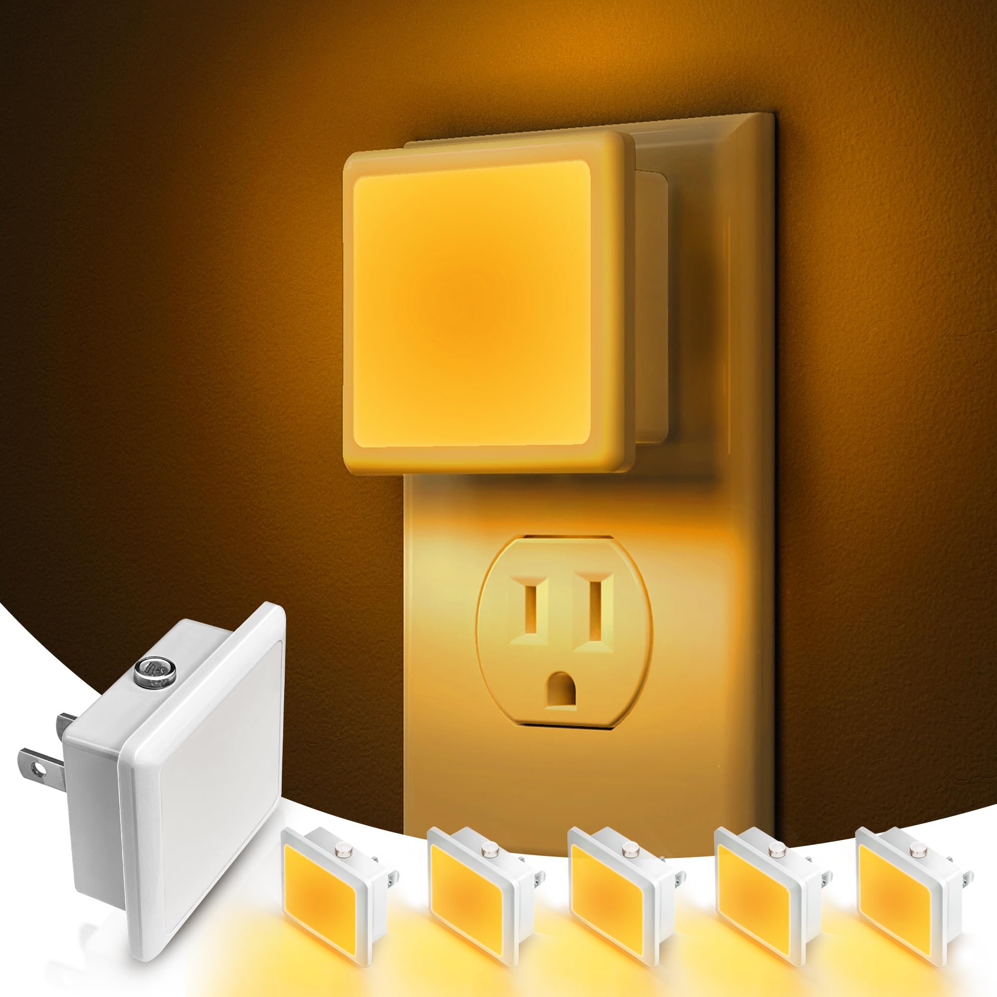 Photo 1 of L LOHAS LED Night Lights Plug into Wall,[6-Pack] Plug in Night Light,Dusk to Dawn Sensor, 1800K Amber Light,0.3W Bright Nightlight Auto-On/Off for Adults Bedroom Bathroom Hallway Kitchen