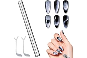 ZIRATONES Double-Head Nail Magnet with Heart Shaped Cat-Eye Tool, Multifunctional Cat Eye Gel Nail Polish Magnet Pen, 3D Magnetic Nail Polish Stick for Home DIY, Salon, Studio, Nail Art Design Tools