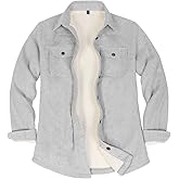ThCreasa Womens Sherpa Lined Flannel Jacket with Hand Pockets, Plaid Button Down Fuzzy Shirt Jackets