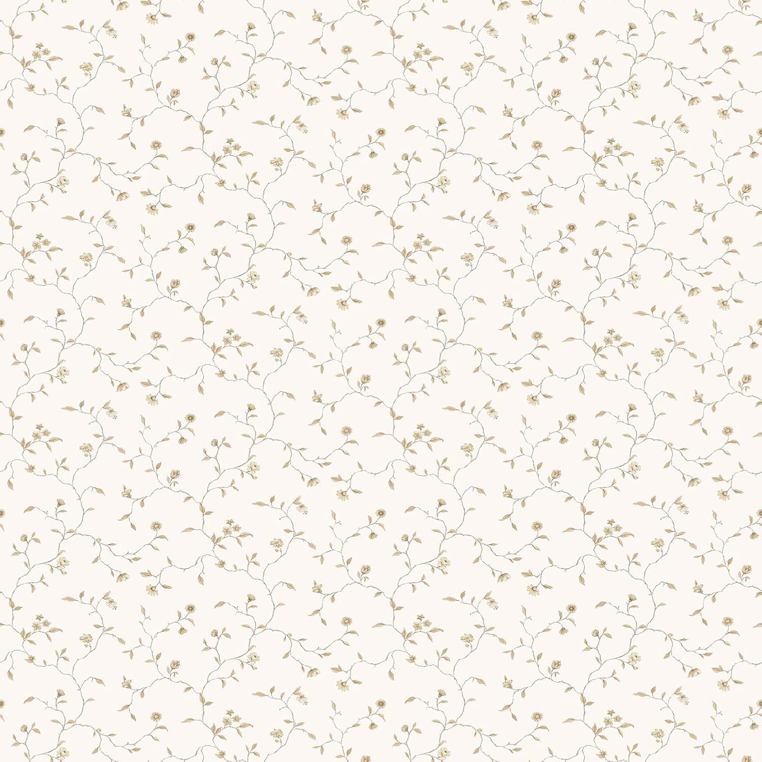 Galerie G67924 Miniatures 2 Small Flower Vines Design Wallpaper, Brown/White, 10m x 53cm