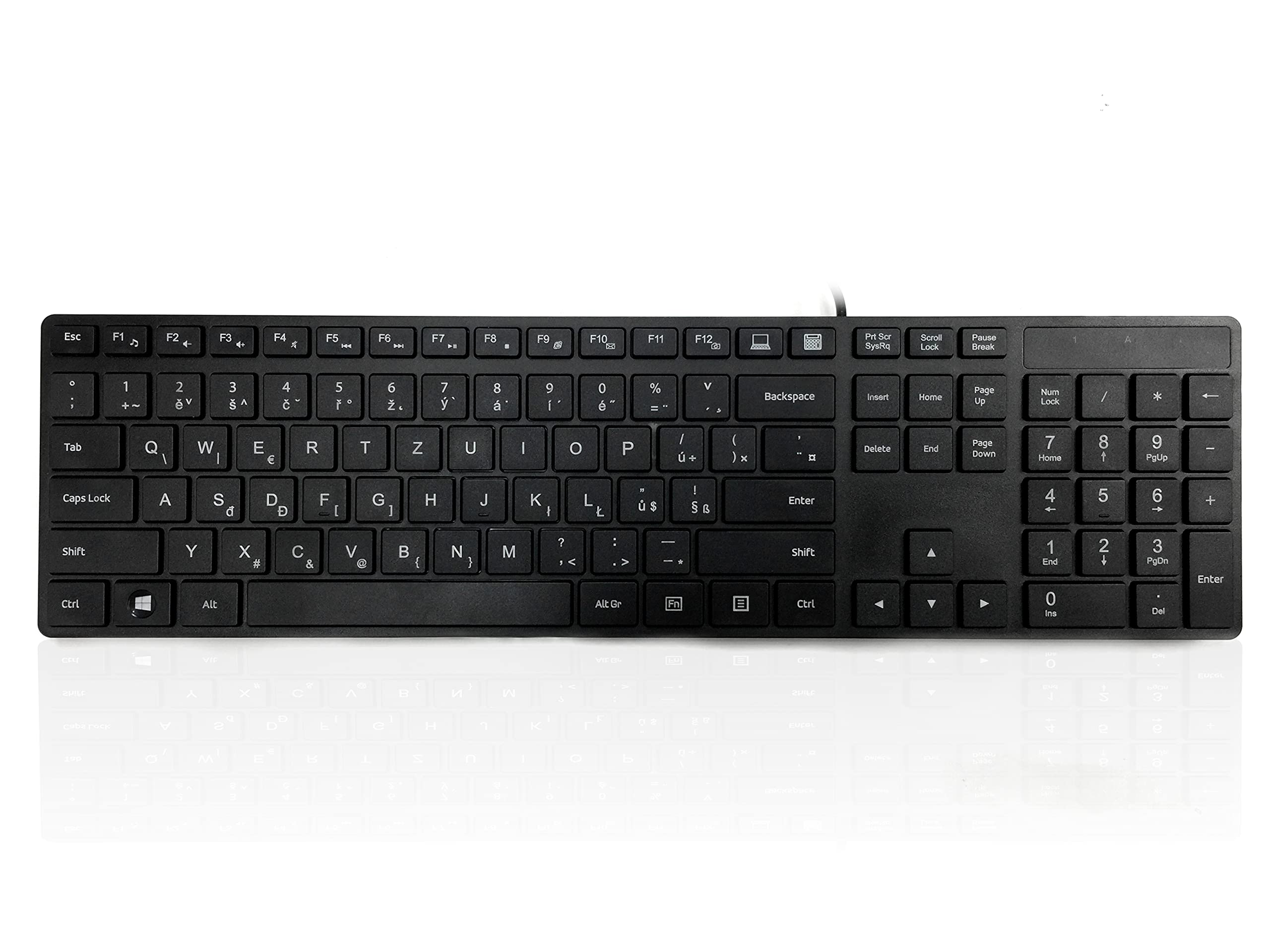 Accuratus 301 - Czech - USB Full Size, Super Slim Multimedia Keyboard with Square Modern Keys - Black