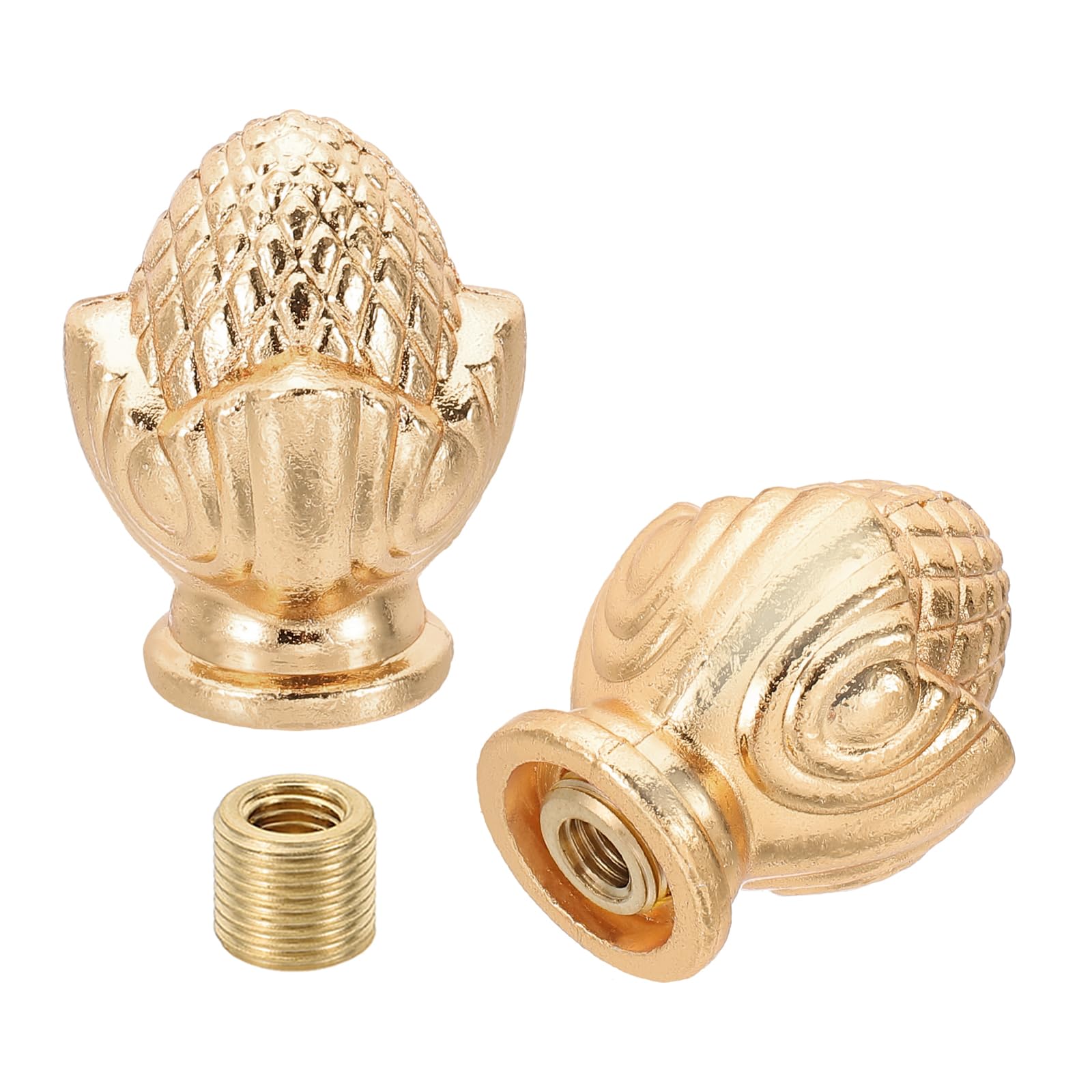 PATIKIL 34 x 27mm Lamp Finials Caps Knob, 2 Set Solid Lamp Shade Top Decoration Screw Cap Nuts with Brass Reducing Adapter for Table Lamps Floor Lamps, Rose Gold Tone