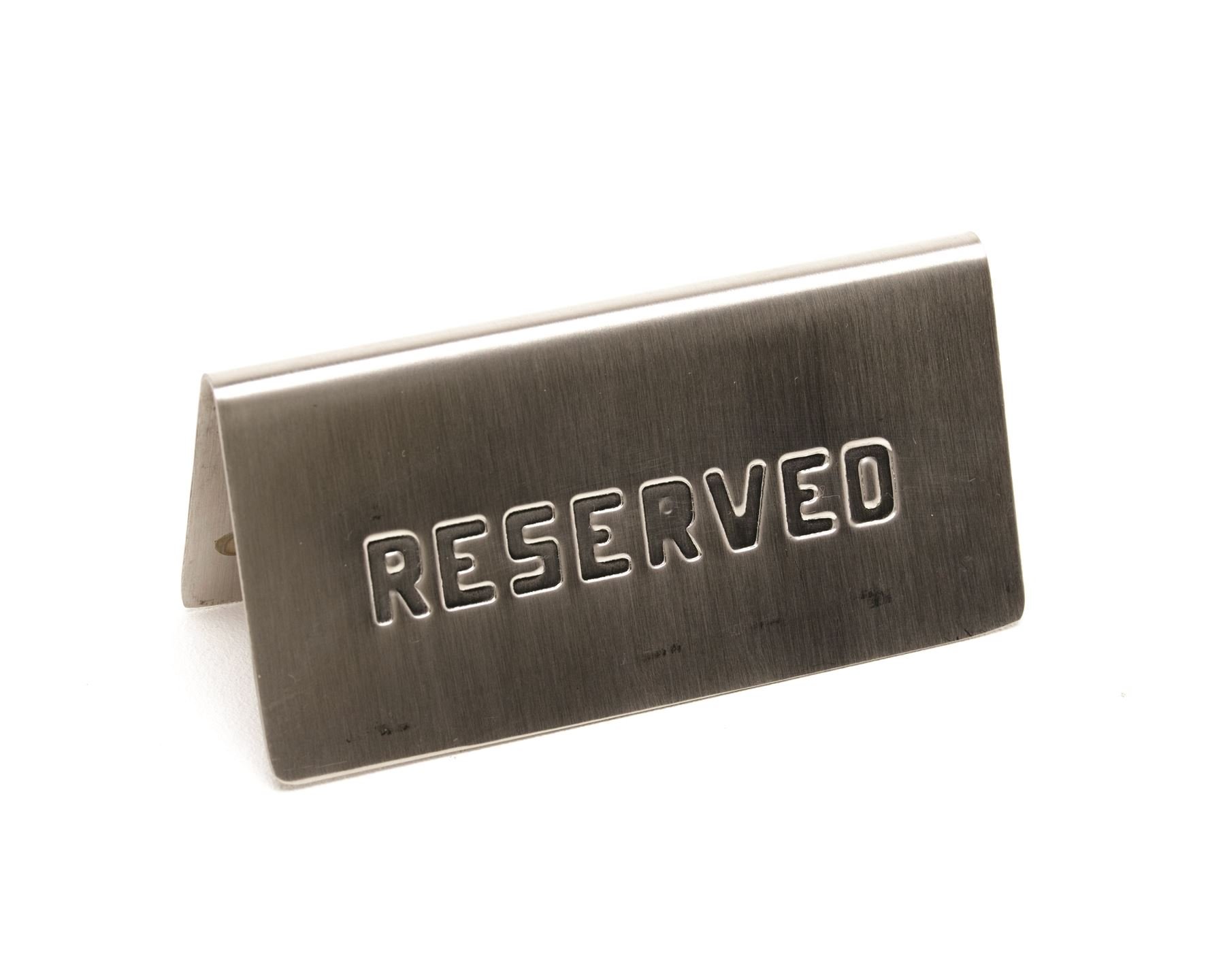 Genware NEV-RES-01 Table Sign "Reserved", Stainless Steel, 15 cm x 5 cm
