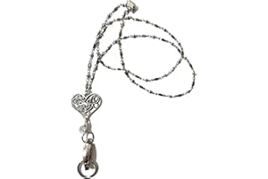 Breakaway Women's Lanyard Strong Stainless Steel Chain, Heart Trendy ID Badge Card Holder Teacher Nurse Cruise Keys Keychain,
