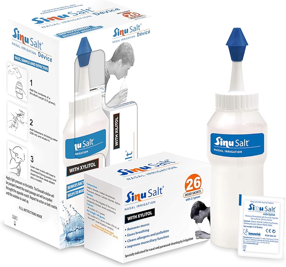 Sinu Salt Nasal Irrigation Device Sinus Rinse Complete Kit (26